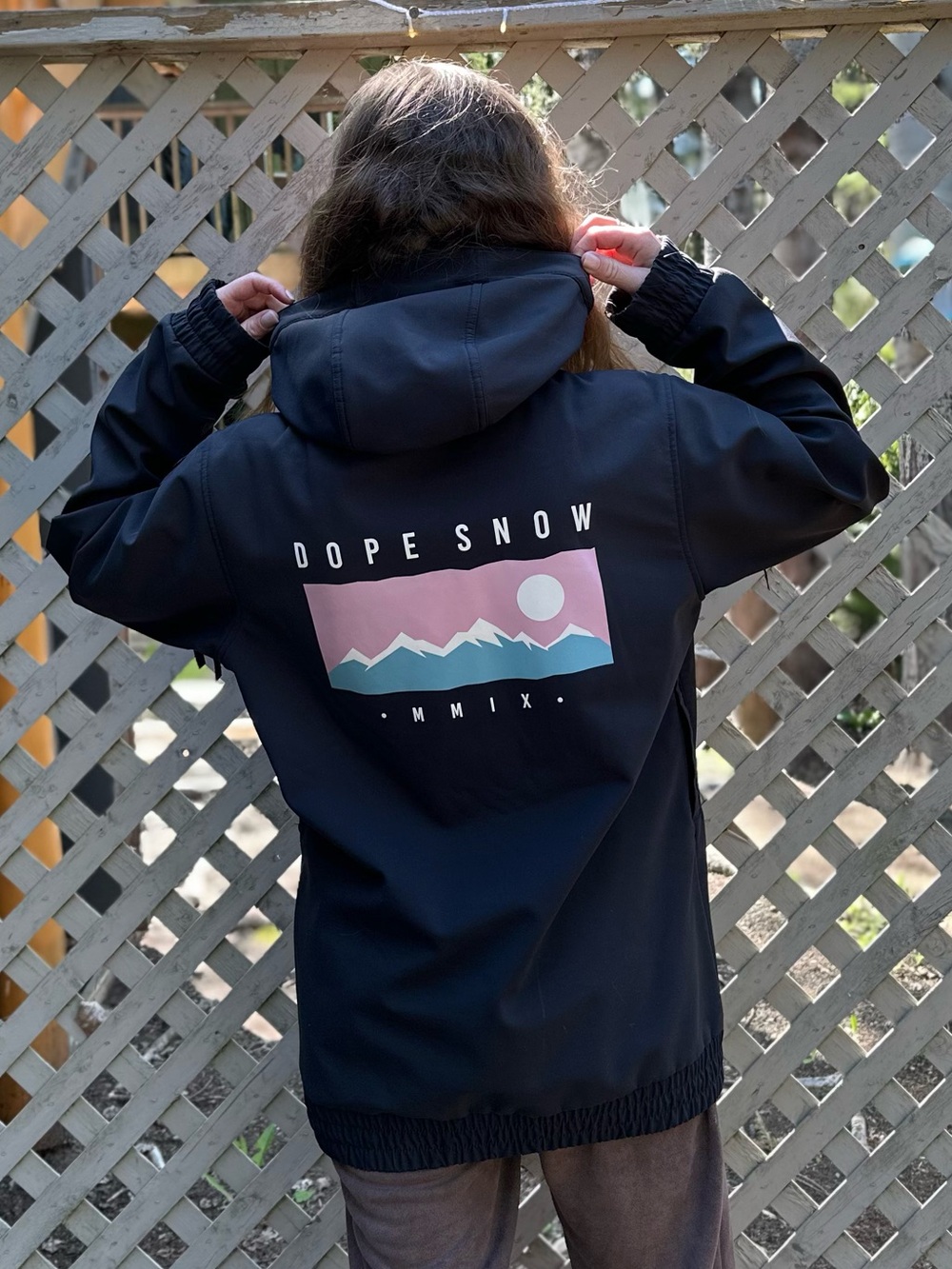 DOPE SNOW Graphic Snowboard Jacket with Pastel Mountain Print